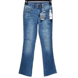 Democracy Jeans Itty Bitty Bootcut Double Side Seam Mid-rise Ab Solution Blue 4